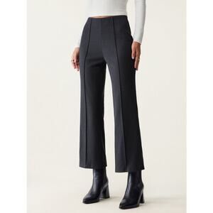 NWT OGL Black Wool Blend Pull On Cropped Flare Pant Size M Workwear Comfy Chic